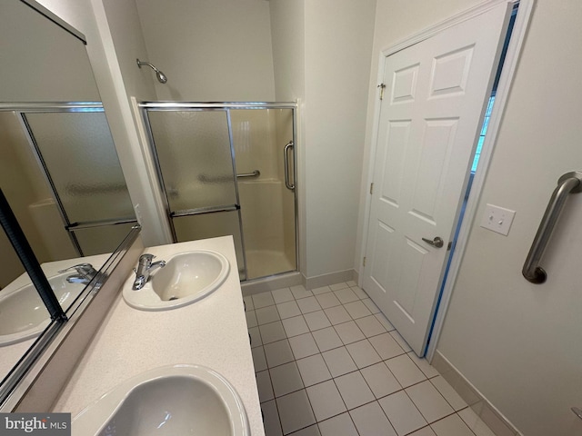 39 Sunset Ln, Columbus, NJ 08022 - full bath with a shower stall, double vanity, a sink, and tile patterned flooring