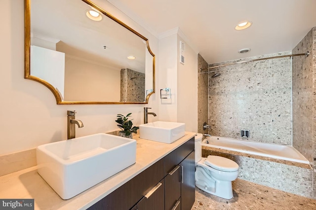 250 President St Unit 1001, Baltimore, MD 21202 - bathroom featuring toilet, recessed lighting, tiled shower / bath combo, and a sink
