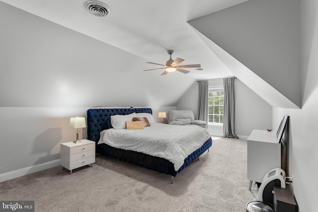 145 Rolling Ave, North East, MD 21901 - bedroom featuring light carpet, vaulted ceiling, baseboards, and ceiling fan