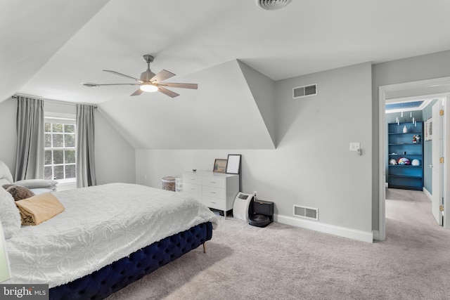 145 Rolling Ave, North East, MD 21901 - bedroom with baseboards, carpet flooring, vaulted ceiling, and ceiling fan