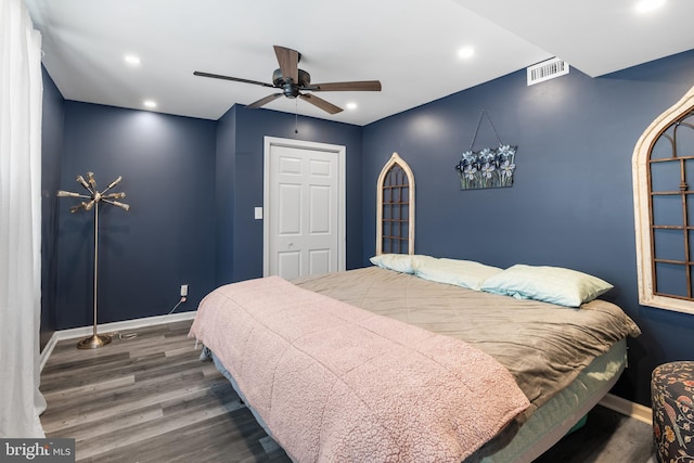 145 Rolling Ave, North East, MD 21901 - bedroom featuring wood finished floors, baseboards, recessed lighting, and ceiling fan