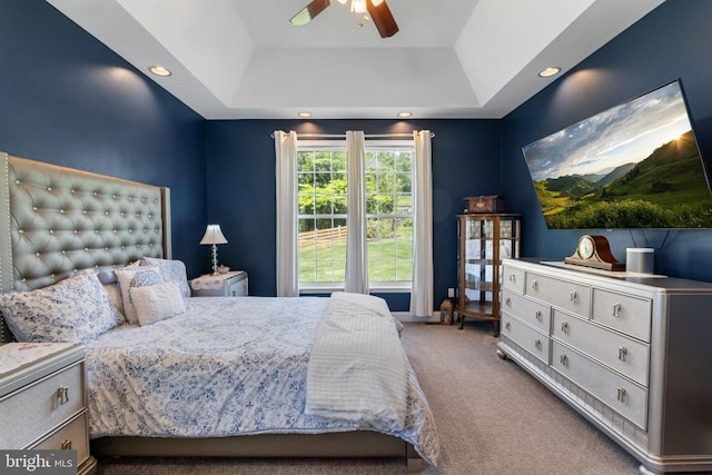 145 Rolling Ave, North East, MD 21901 - bedroom featuring a raised ceiling, carpet flooring, ceiling fan, and recessed lighting