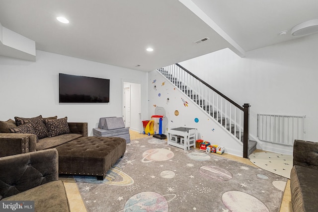 929 S 2nd St, Philadelphia, PA 19147 - living area with stairs and recessed lighting