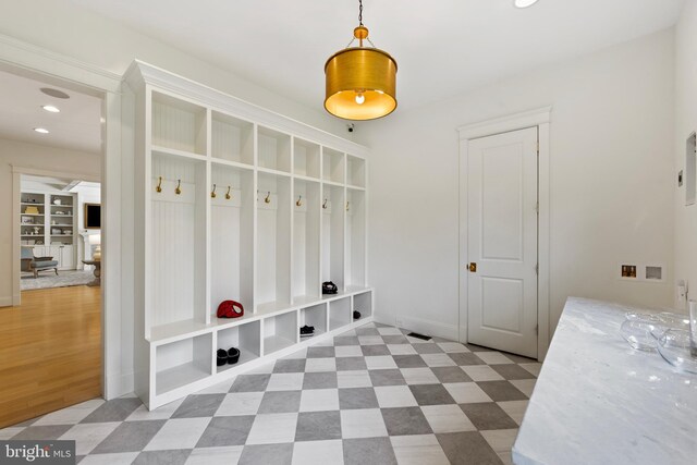 9850 Jerry Ln, Vienna, VA 22180 - mudroom featuring recessed lighting, tile patterned floors, and baseboards