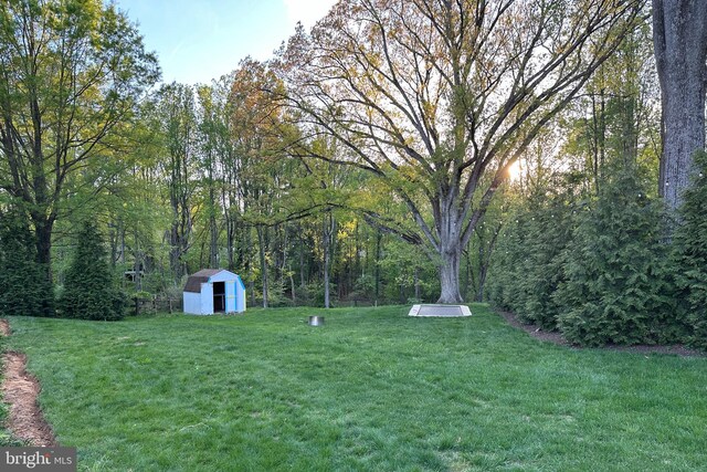 9850 Jerry Ln, Vienna, VA 22180 - view of green lawn with a storage unit and an outbuilding