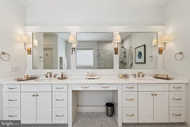 9850 Jerry Ln, Vienna, VA 22180 - bathroom with a stall shower and double vanity