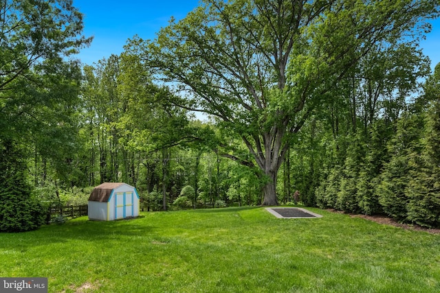9850 Jerry Ln, Vienna, VA 22180 - view of yard featuring a shed, an outdoor structure, and a wooded view