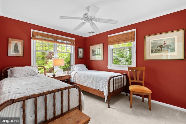 735 Dividing Rd, Severna Park, MD 21146 - bedroom featuring crown molding, multiple windows, carpet floors, and baseboards