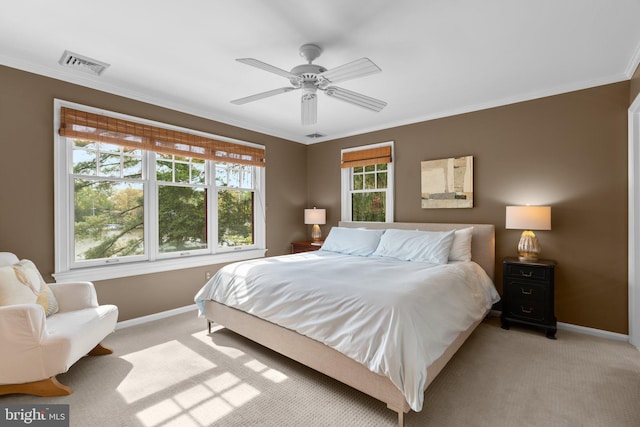 735 Dividing Rd, Severna Park, MD 21146 - bedroom with crown molding, visible vents, light colored carpet, and baseboards