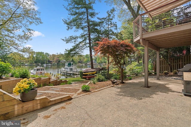 735 Dividing Rd, Severna Park, MD 21146 - view of patio with fence, a dock, and a water view