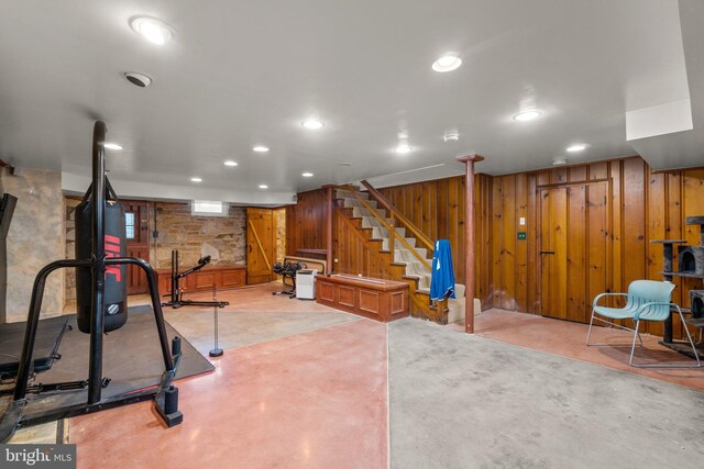65 W Green St, Westminster, MD 21157 - workout room with wooden walls and recessed lighting
