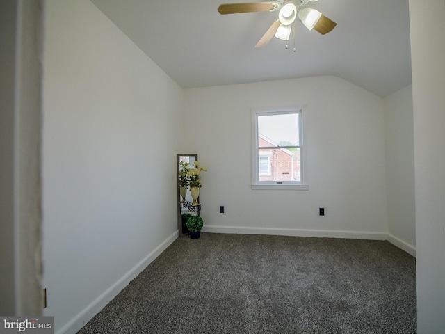 112 Jackson Ave, New Castle, DE 19720 - bonus room featuring carpet flooring, baseboards, ceiling fan, and lofted ceiling