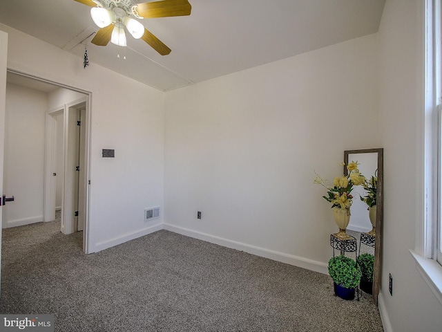 112 Jackson Ave, New Castle, DE 19720 - carpeted spare room featuring baseboards, visible vents, attic access, and a ceiling fan