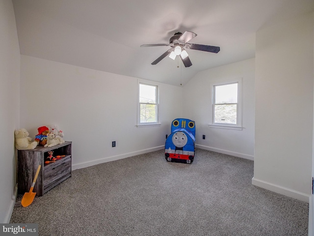 112 Jackson Ave, New Castle, DE 19720 - playroom with carpet flooring, baseboards, lofted ceiling, and plenty of natural light