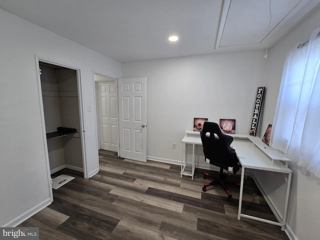 401 Timberline Dr, Mount Laurel, NJ 08054 - office space with attic access, wood finished floors, baseboards, and recessed lighting