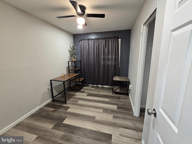 401 Timberline Dr, Mount Laurel, NJ 08054 - sitting room featuring a ceiling fan, wood finished floors, and baseboards
