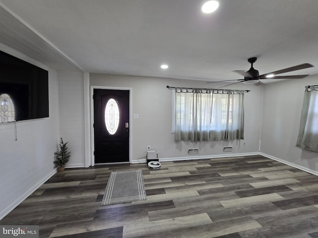 401 Timberline Dr, Mount Laurel, NJ 08054 - entryway featuring wood finished floors, recessed lighting, a ceiling fan, and baseboards
