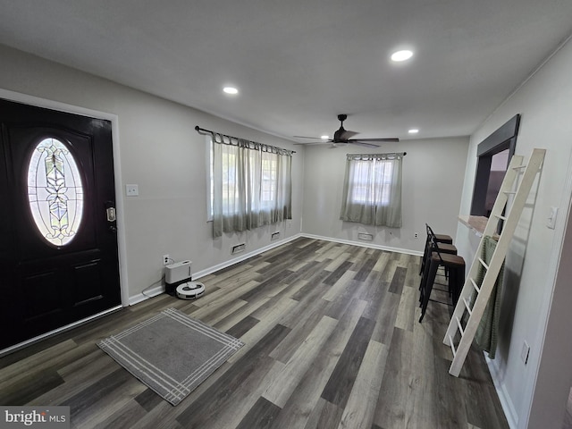 401 Timberline Dr, Mount Laurel, NJ 08054 - entryway with healthy amount of natural light, wood finished floors, ceiling fan, and recessed lighting