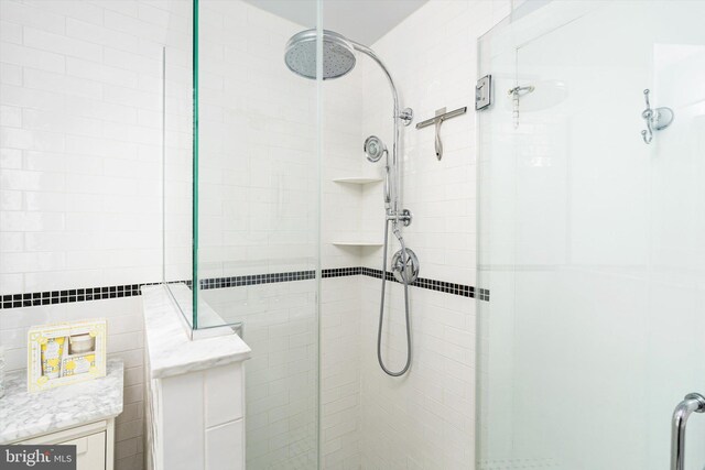 442 Ellisdale Rd, Crosswicks, NJ 08515 - bathroom featuring a shower stall and tile walls