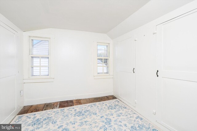 442 Ellisdale Rd, Crosswicks, NJ 08515 - unfurnished bedroom with wood finished floors, multiple windows, and vaulted ceiling