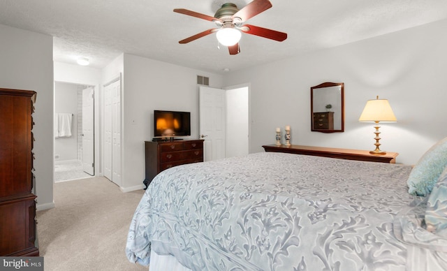 116 Amesbury Ct, Severna Park, MD 21146 - bedroom featuring carpet floors, baseboards, connected bathroom, a closet, and a ceiling fan
