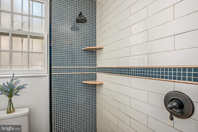 full bathroom with toilet and tiled shower