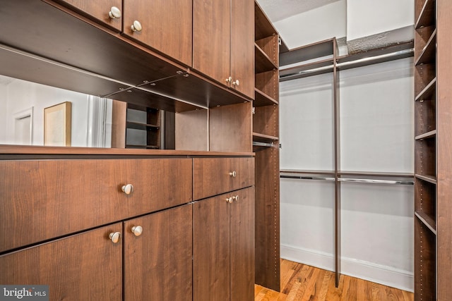 spacious closet featuring light wood-style floors