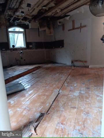 basement featuring wood-type flooring
