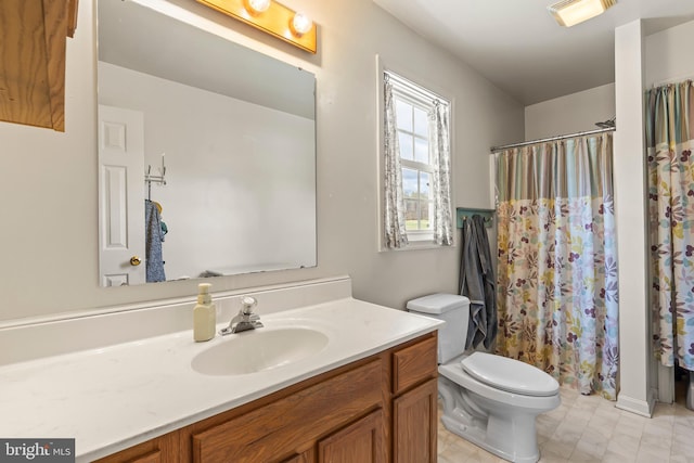 10257 Back Creek Valley Rd, Hedgesville, WV 25427 - bathroom featuring vanity, a shower with shower curtain, and toilet