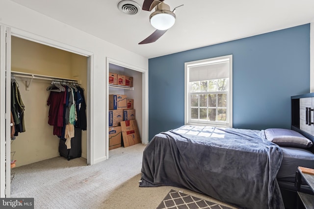 10257 Back Creek Valley Rd, Hedgesville, WV 25427 - bedroom with baseboards, visible vents, a ceiling fan, a closet, and carpet floors