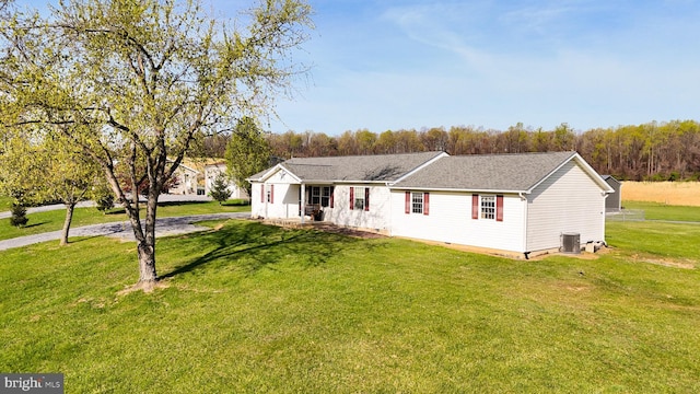 10257 Back Creek Valley Rd, Hedgesville, WV 25427 - single story home with a front lawn, driveway, and central AC unit