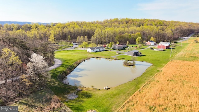 10257 Back Creek Valley Rd, Hedgesville, WV 25427 - bird's eye view with a water view and a wooded view