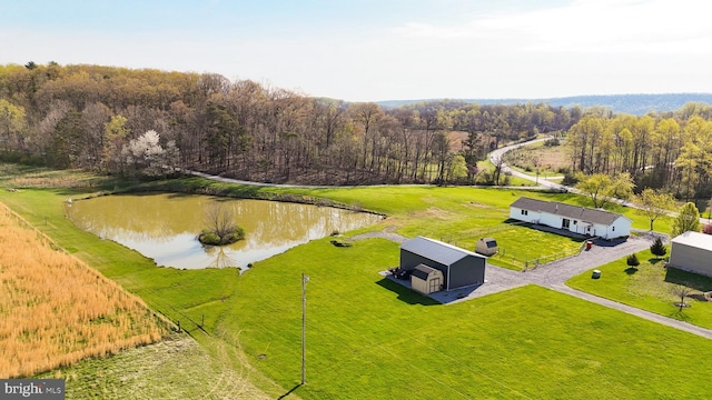 10257 Back Creek Valley Rd, Hedgesville, WV 25427 - drone / aerial view featuring a forest view and a water view