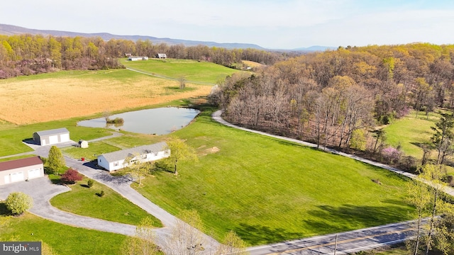 10257 Back Creek Valley Rd, Hedgesville, WV 25427 - birds eye view of property with a view of trees and a water view
