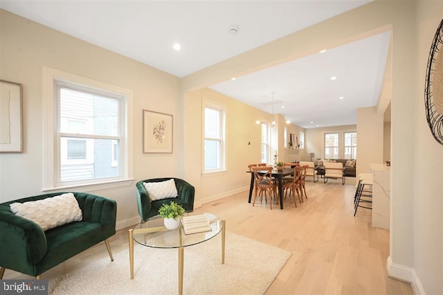 512 Peabody St NW, Washington, DC 20011 - living area with baseboards, light wood-type flooring, and recessed lighting