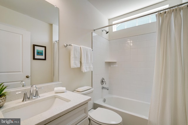 8942 Hubbard Way, Lorton, VA 22079 - bathroom featuring toilet, vanity, and shower / tub combo with curtain