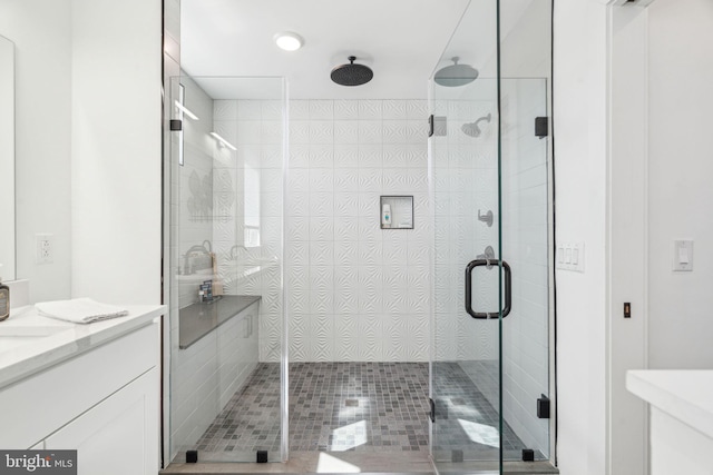 2237 N Hope St, Philadelphia, PA 19133 - bathroom with tile patterned floors, vanity, and a stall shower