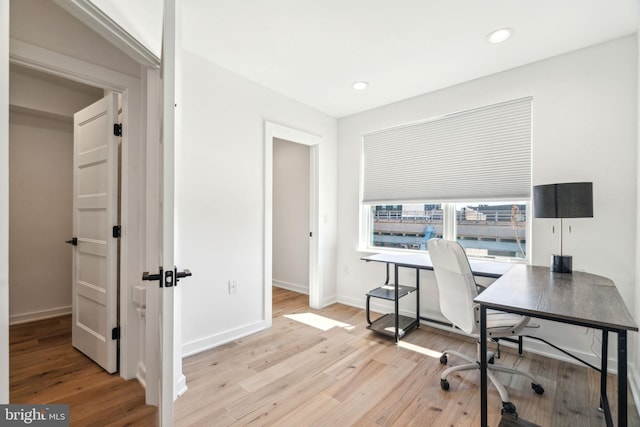 2237 N Hope St, Philadelphia, PA 19133 - office area with recessed lighting, light wood-style floors, and baseboards