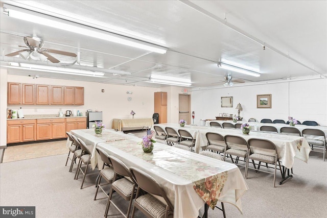 615 Brandon Rd, Norristown, PA 19403 - dining space with ceiling fan and light carpet