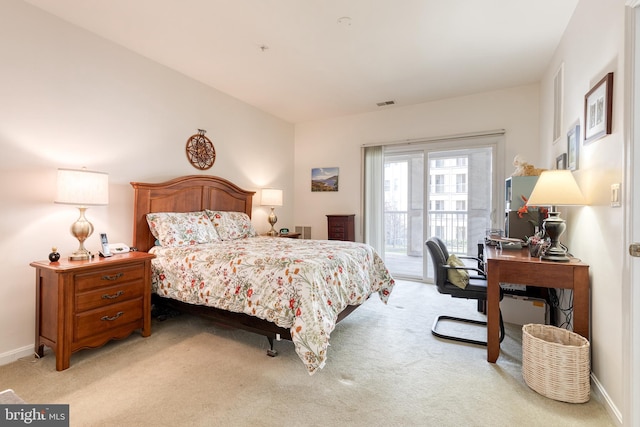 400 Symphony Cir Unit 351, Cockeysville, MD 21030 - bedroom featuring light colored carpet, baseboards, access to outside, and visible vents
