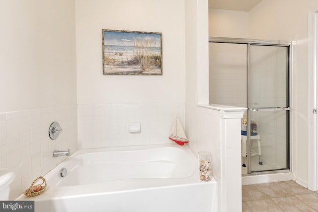 400 Symphony Cir Unit 351, Cockeysville, MD 21030 - bathroom with a garden tub, tile patterned floors, and a stall shower