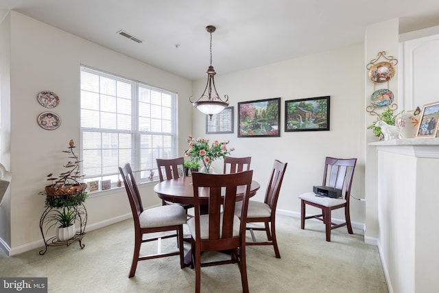 400 Symphony Cir Unit 351, Cockeysville, MD 21030 - dining area featuring light colored carpet, baseboards, and visible vents