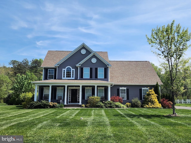 16260 Edgewater Dr, Milton, DE 19968 - view of front of property with a porch, a front yard, and a shingled roof