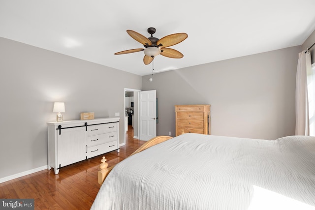 16260 Edgewater Dr, Milton, DE 19968 - bedroom featuring baseboards, dark wood-type flooring, and a ceiling fan