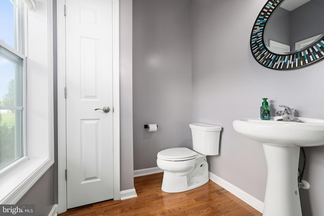 16260 Edgewater Dr, Milton, DE 19968 - half bath with wood finished floors, toilet, baseboards, and a sink