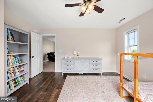 16260 Edgewater Dr, Milton, DE 19968 - bedroom featuring dark wood-type flooring, baseboards, and a ceiling fan