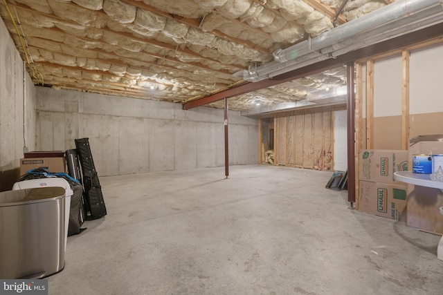 view of unfinished basement