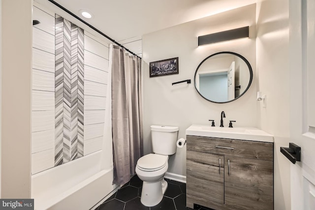 3014 Oakford Ave, Baltimore, MD 21215 - full bath with tile patterned flooring, toilet, vanity, and shower / bath combo with shower curtain