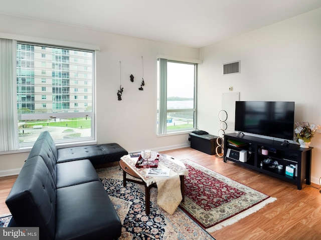 901 N Penn St Unit P506, Philadelphia, PA 19123 - living room with visible vents, baseboards, and wood finished floors