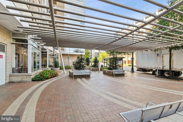 view of patio with a pergola